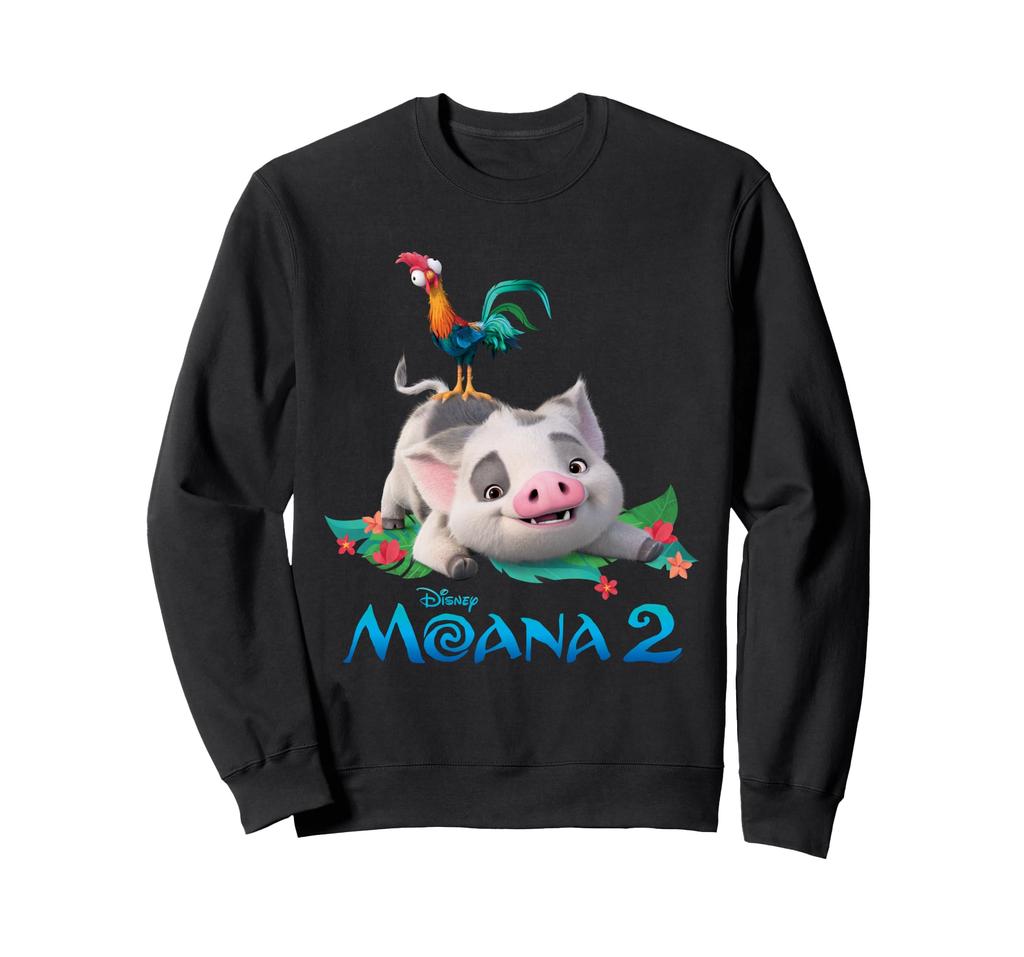 Disney's "Moana 2" Pua and Heihei sweatshirt with official movie logo