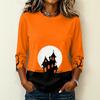 Women's Casual Crew Neck Three Quarter Sleeve Halloween Print T Shirt Top Lightweight Comfortable Fit Suitable for Daily Wear