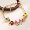 New Fashion Insect Beetle Jewelry Dripping Oil Pendant Necklace Sweet Earrings Niche Design Women Accessories