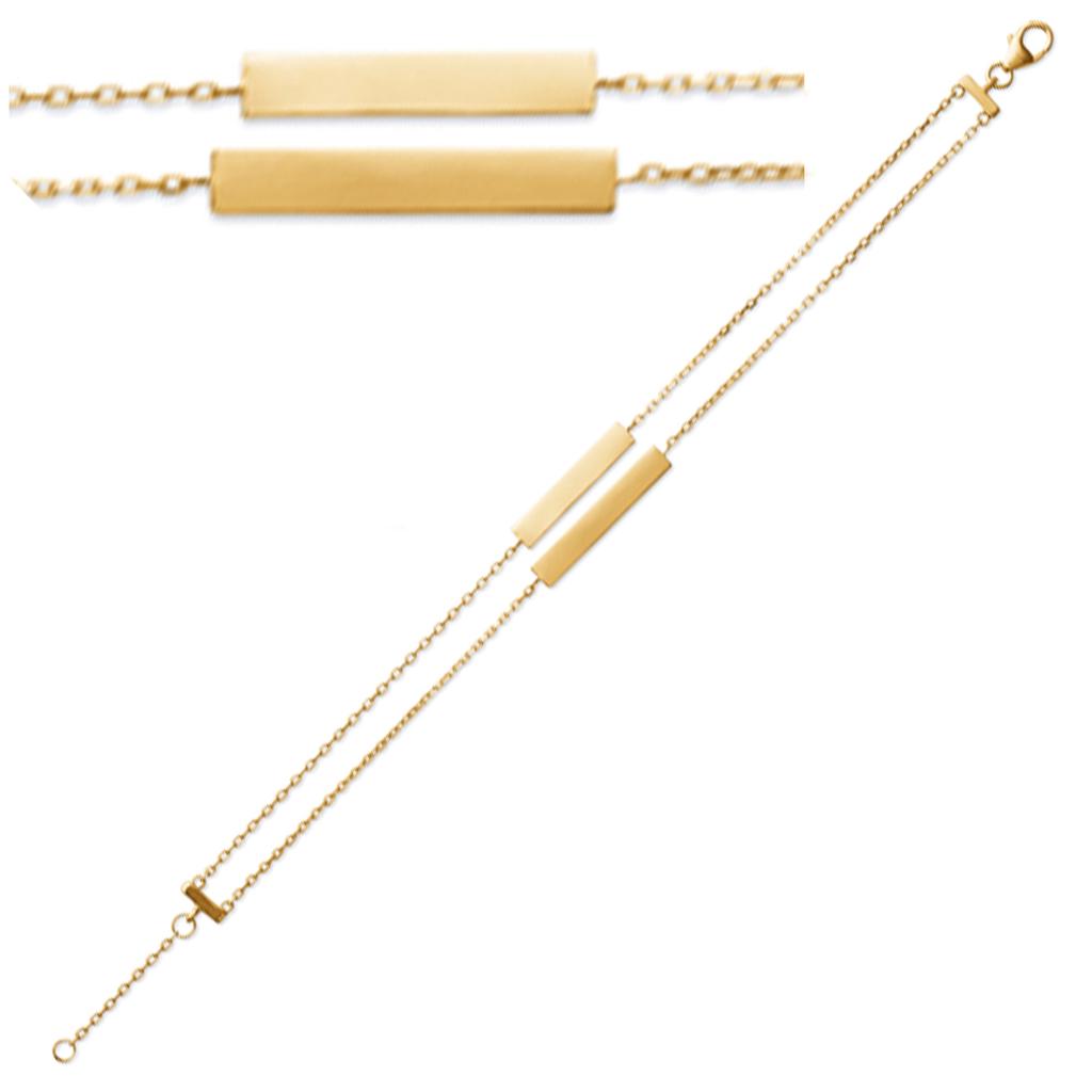 Les Trésors De Lily [Q6609] - Pozlacený dvojitý náramek 'Identity' - 23x4 a 20x4 mm (možné gravírování)