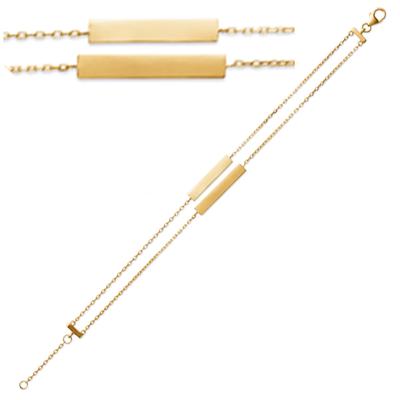 [Q6609] - Double Gold Plated 'Identity' Bracelet - 23x4 and 20x4 Mm (engraving Possible)