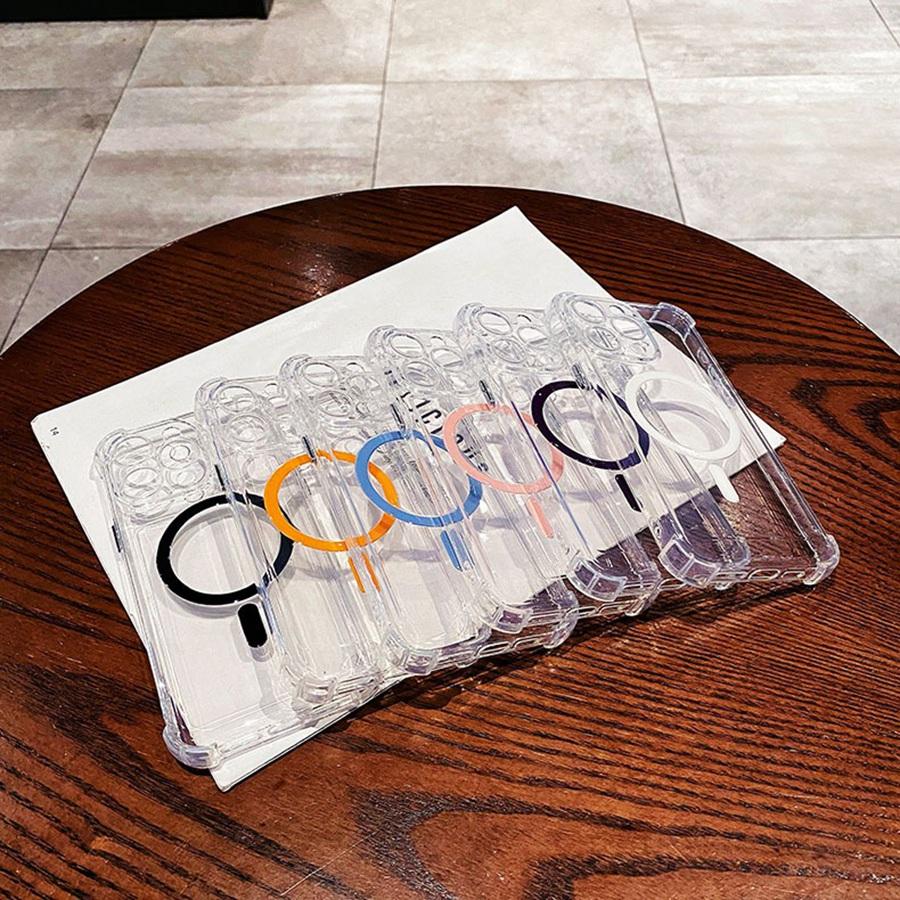 Luxury Clear Magnetic Wireless Charging Phone Case for iPhone 16 Pro Max 15 Plus 14 Pro 13 12 11 Shockproof Bumper Back Cover