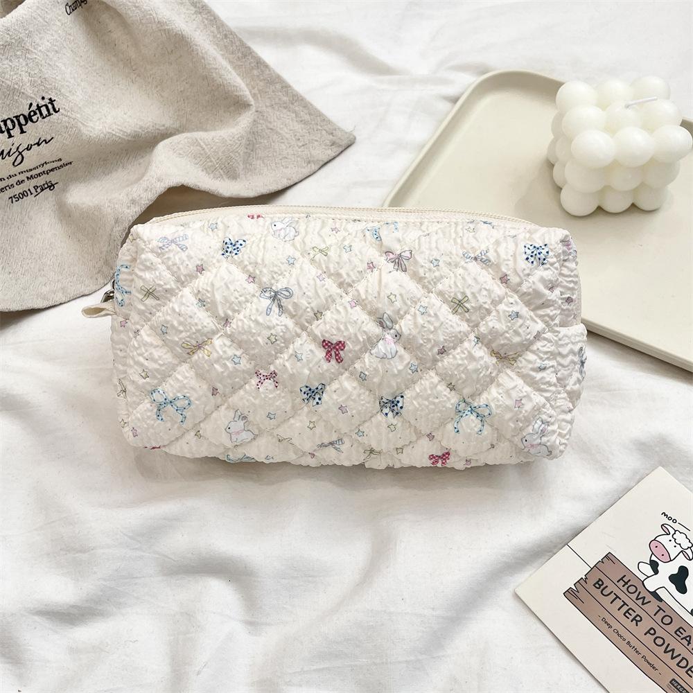 Cute Cartoon Women's Cosmetic Bag College Girls Stationery Pencil Case Handbags Quilted Cotton Ladies Makeup Storage Bags Purse