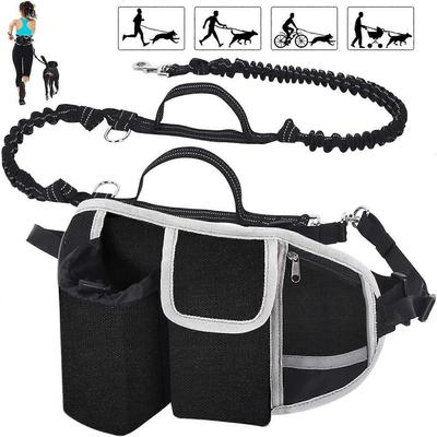 DWW-Hundeleine Freihändige Hundeleine Stoßdämpfung Komfort Reflektierende Nähte Ideal zum Laufen Joggen und Spazierengehen Off-Schwarz