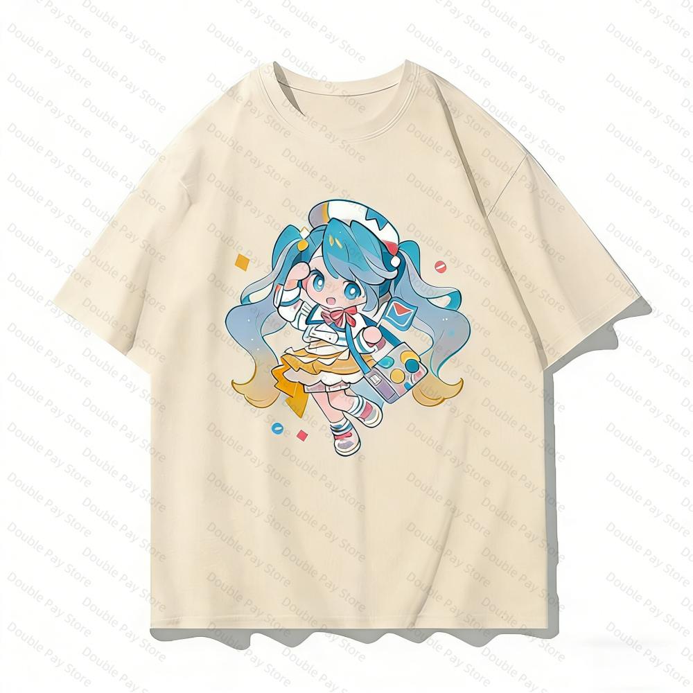 Hatsune miku Q Version Anime TShirt Unisex Women tshirts Casual Short Sleeve Cartoon Graphic Tees Streetwear Tops Kids Tshirt