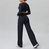 Cross-New Tight Sportswear Set: Chest-Pad Top & High-Waist Wide-Leg Pants for Running, Fitness & Yoga