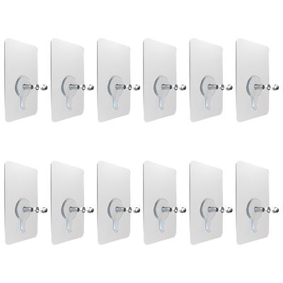 12x Transparent Color Punch-Free Screw Stickers For Easy Installation Strong Hold Wall Picture Hook