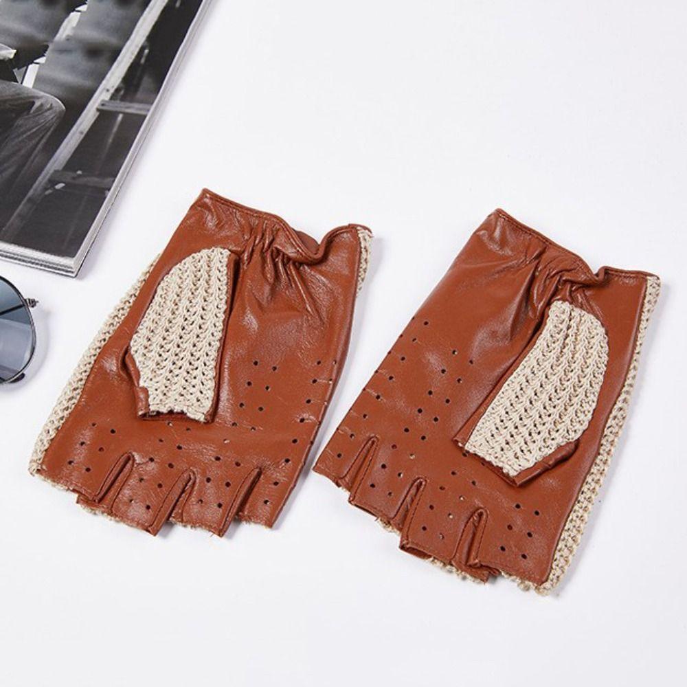 Pánské poloprsté rukavice z ovčí kůže pro strojníky, poloprsté kožené řidičské rukavice z jehněčí kůže, outdoorové