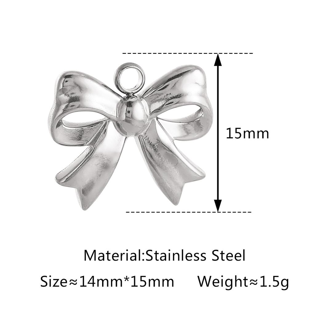 3Pcs Bowknot/Angel/Four Leaf Clover/Flower Charm Stainless Steel Pendant DIY Handmade Craft Necklace Bracelet Jewelry Making