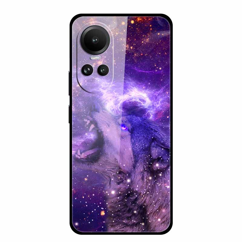Tempered Glass Case For Oppo Reno10 Pro Cover Reno 10 5G Fashion Hard Back Cover for Oppo Reno 10 Pro 5G Reno105G Case Lion Capa
