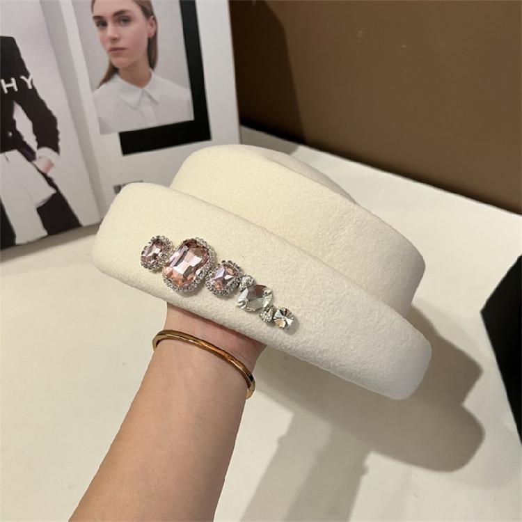 Women Felt Top Cap Girls Chauffeur Hat Adult Felt Beanie Winter Casual Headdress