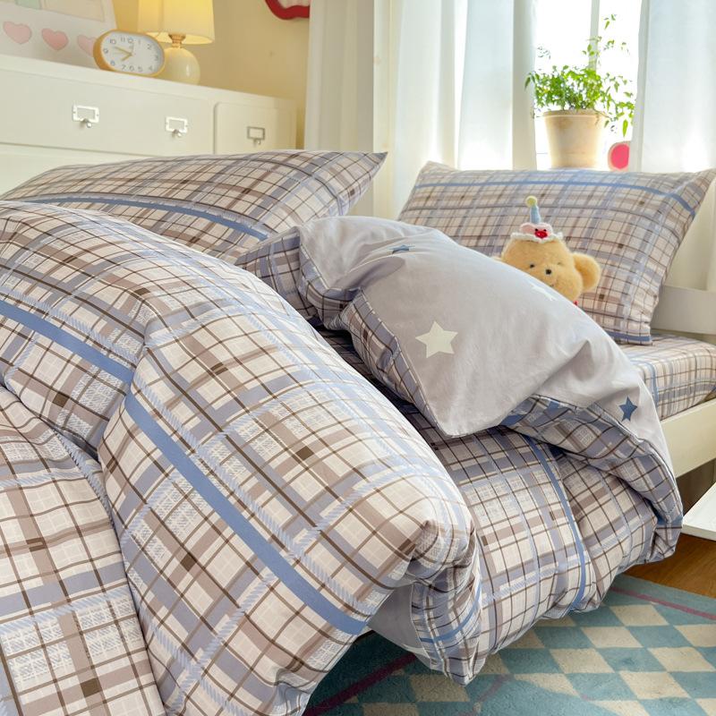 Class A 100% Pure Cotton Student Dormitory 3-Pcs Set Maternal And Infant Grade Cotton Skin-Friendly Small Floral Bed Sheet Quilt Set4-Pcs Set