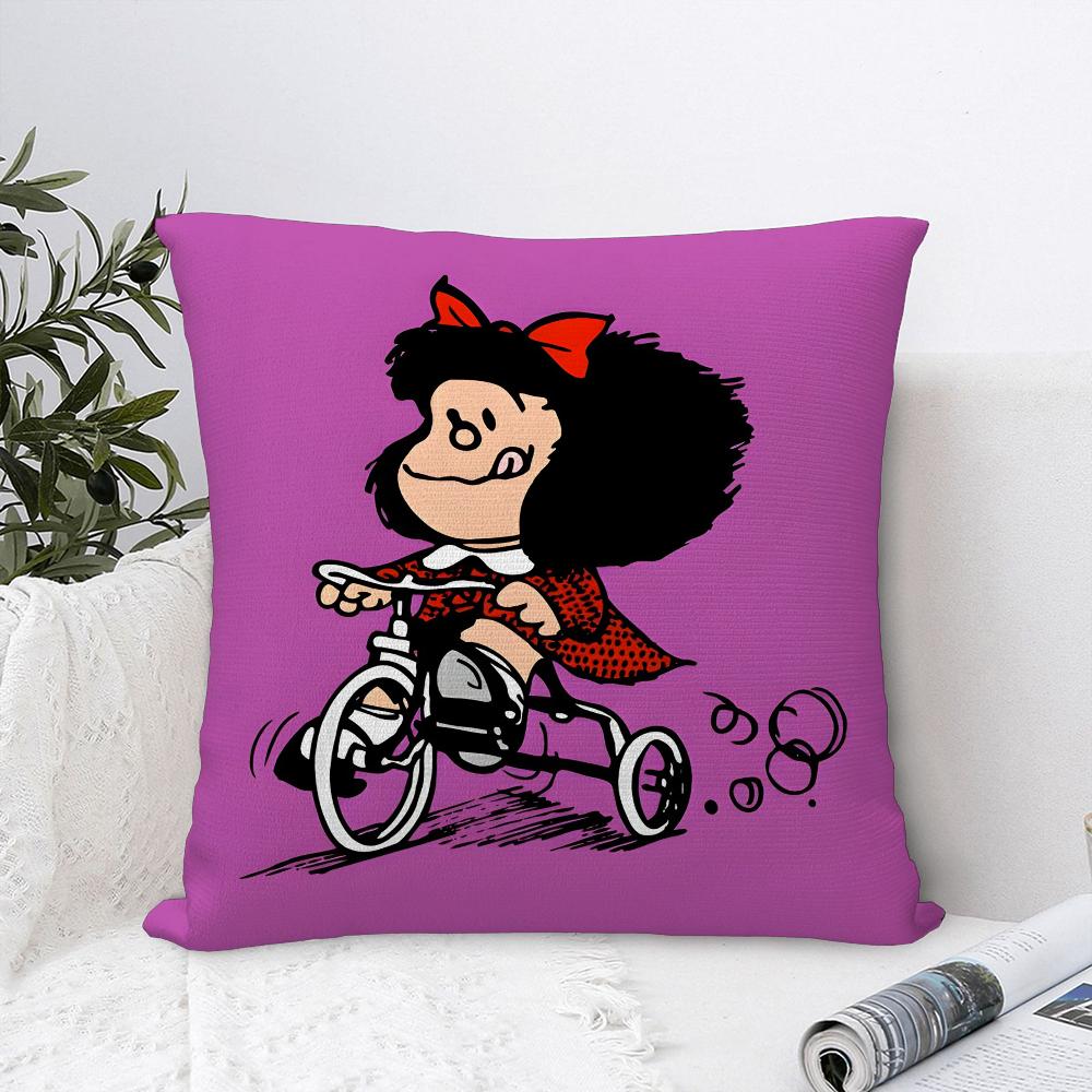 Cartoon M-Mafaldas Pillow Case Sofa Decorative Home Double-sided Print Plush Square Throw Pillow Covers Cushion Decor Cover