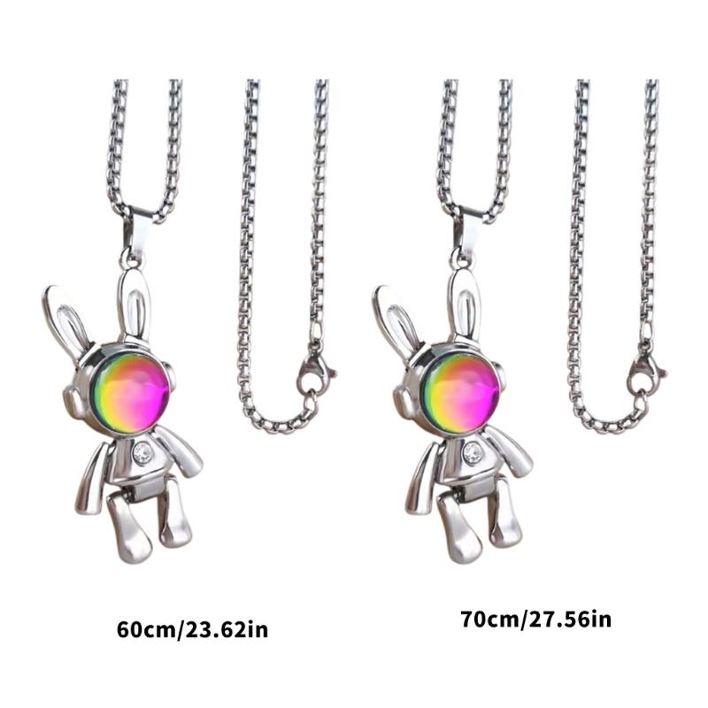 Fashionable Titanium Steel Dancing Rabbit Pendant Necklace 60cm And 70cm Optional Design Couple Sweater Chain