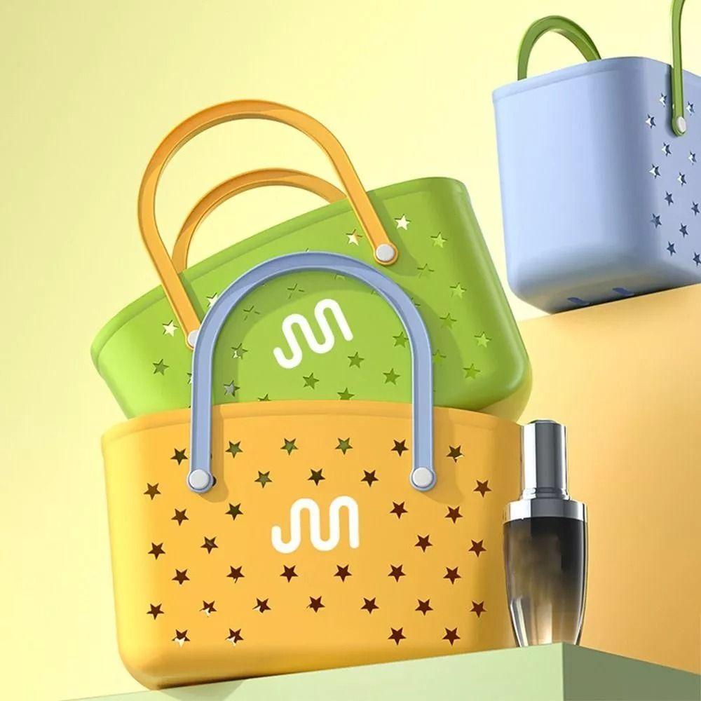 Large Capacity Beach Bag Plastic Bath Basket Portable Bathroom Storage Basket