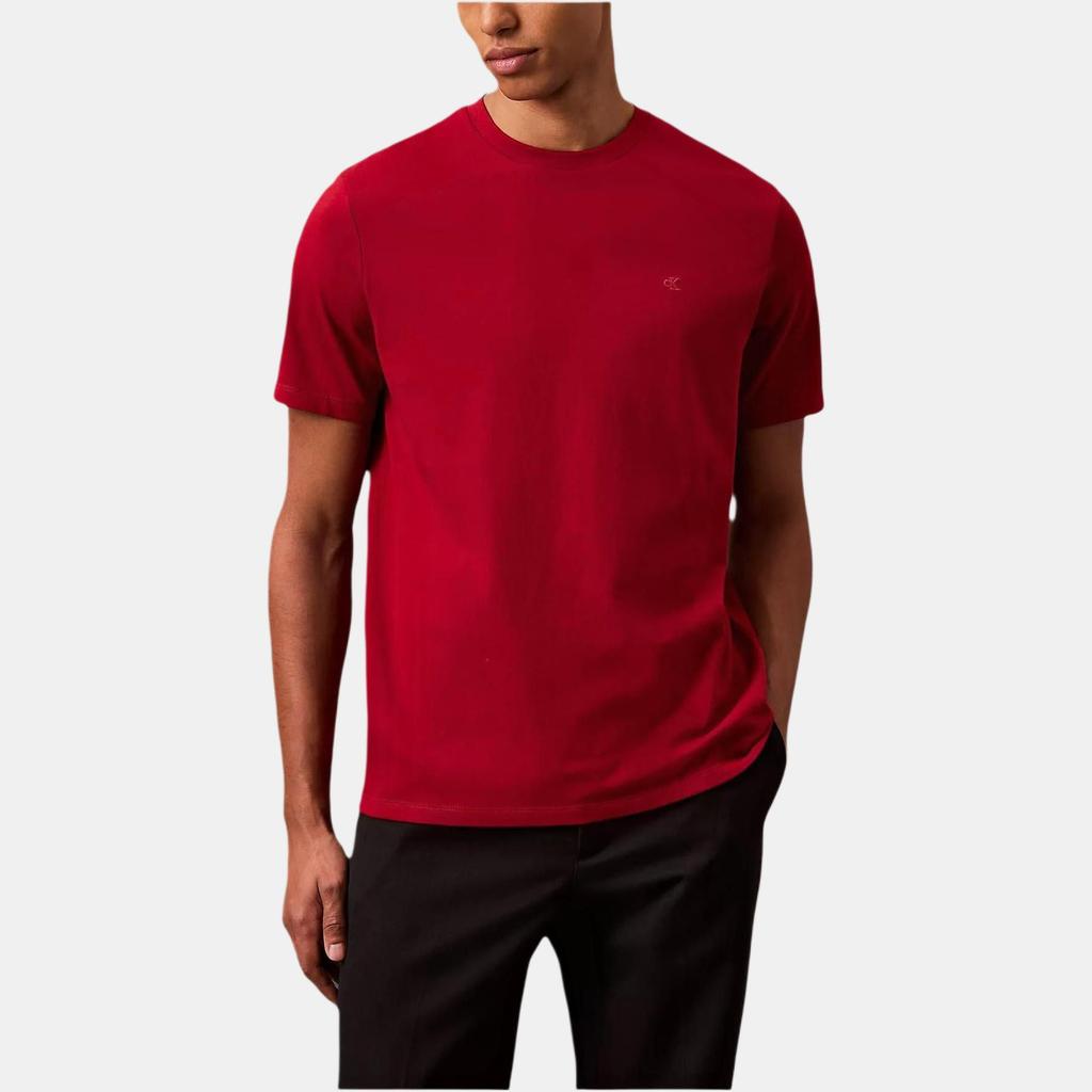 Calvin Klein Breathable Comfortable Letter Round Neck Short Sleeve T-Shirt Men Tops Burgundy 40HM265-643