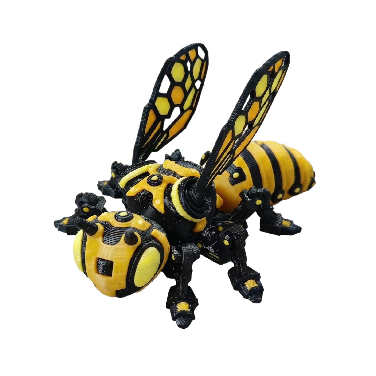 

3D Printed Articulated Robot Bee Model Mechanical Insect Figurine Collectible Desktop Decoration with Movable Joints and Detailed Design one size