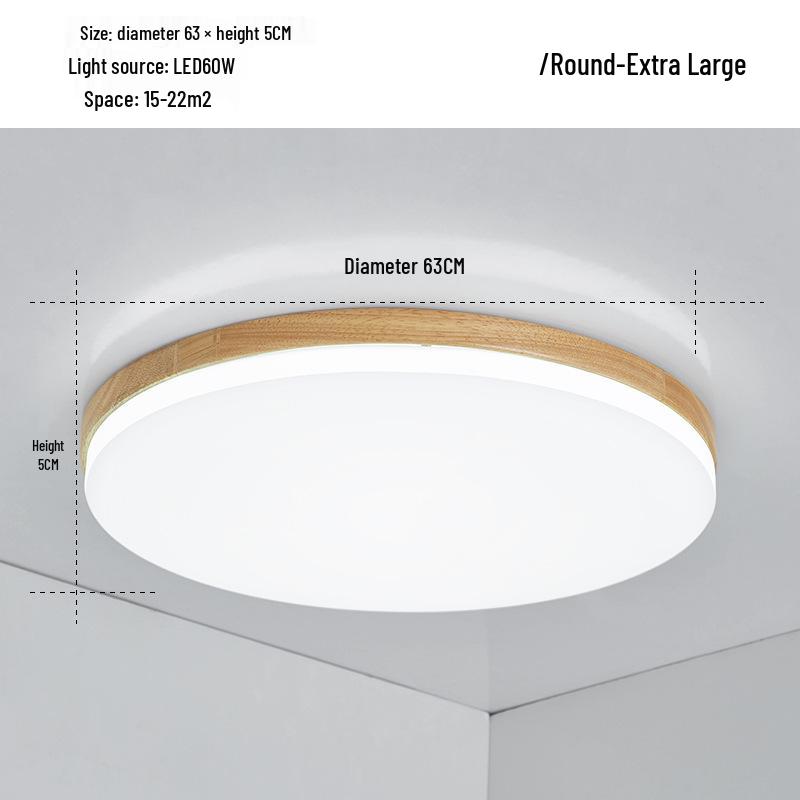 Nordic Ultra-Thin LED Ceiling Lamp - Modern Solid Wood Design for Bedroom, Living Room, Corridor, or Porch.