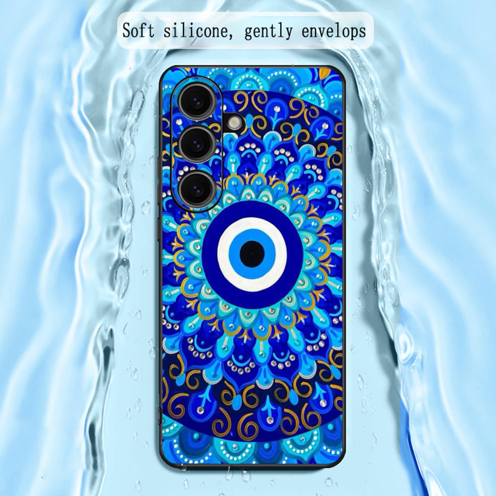 Fashion Cool Evil Eye Design Phone Case For Samsung Galaxy S25 S24 S23 S22 S21 S20 Plus Ultra Note20 Limited Soft Black