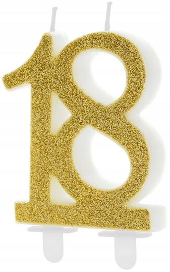 Birthday Candle Number 18, Gold, 7.5cm, 1 Pc