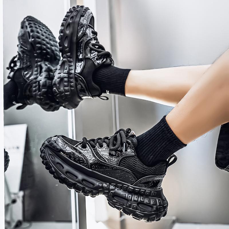 Men's Shoes Fashion Trend Mesh Breathable Thick Bottom Shoes Outdoor Anti-slip Comfortable Sneakers Casual Running Shoes White Shoes