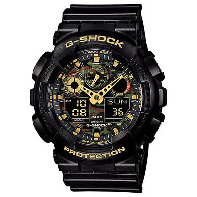 Pánské kulaté hodinky G-SHOCK GA-100CF-1A9JF [řada s maskovacím ciferníkem] černé digitální analogové
