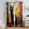 Rideaux Transparents en Polyester Polyvalents Décoration de Maison Chat Floral Utilisation Chambres à Coucher Salons Ensemble de 2 Rideaux Lavables Prêt pour la Pièce