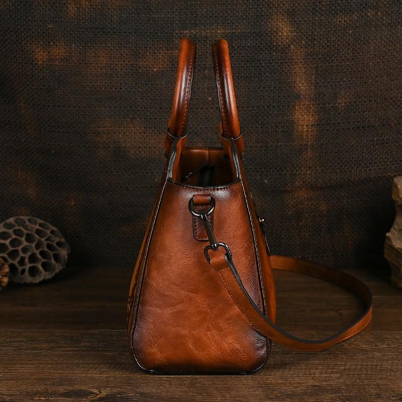 Johnature Vintage Embossed Exquisite Handbag Large Capacity Versatile Shoulder Crossbody Women's Bag