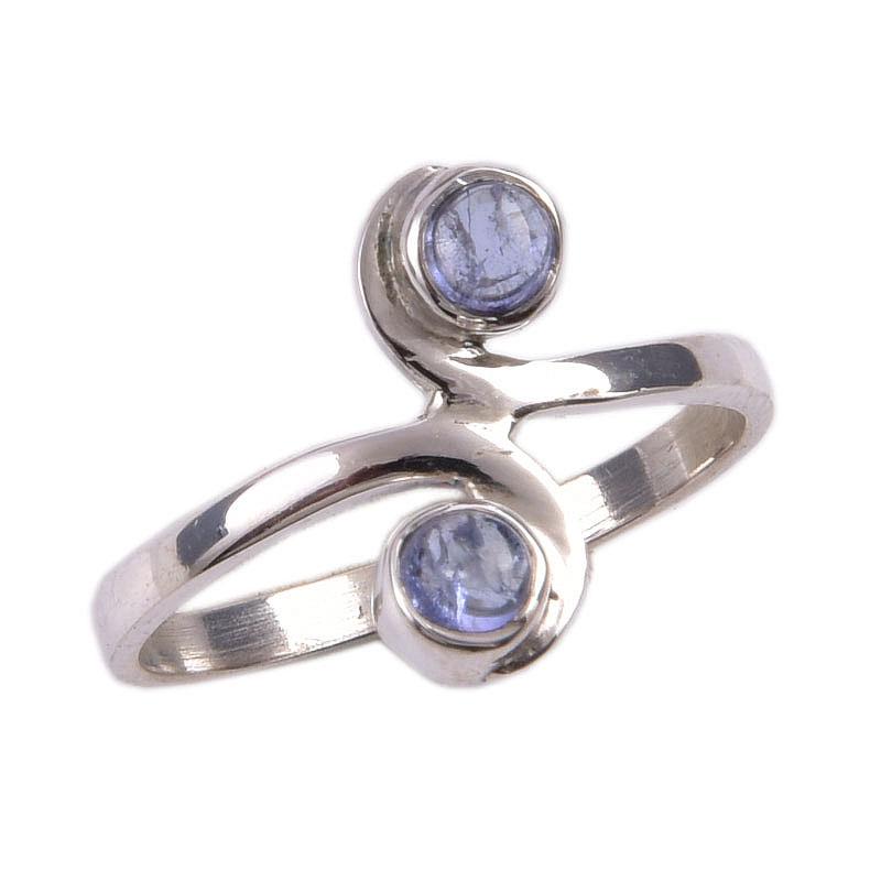 Natural Tanzanite Gemstone 925 Solid Sterling Silver Jewelry Ring Size 6 h5N02