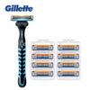 Gillette Vector3 Barberbarberblad for menn Ansiktspleie Glatt Vector 3 barberhøvler Manuell skjeggbarbermaskin 1 holder 9 blad