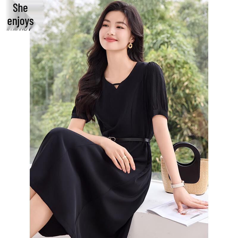 Dámské elegantní midi šaty ve stylu Hepburn s krátkým rukávem