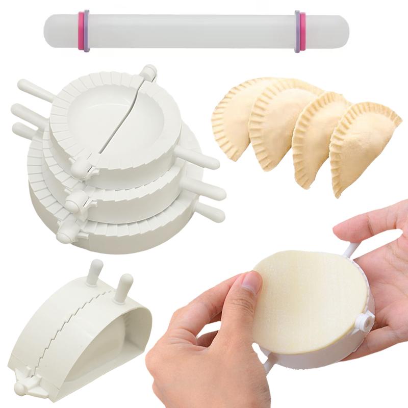Plastic Dumpling Making Tools 7cm/8cm/10cm Size Dumplings Press Mold Set Rolling Pin Optional Convenient DIY Kitchen Gadgets ZYF