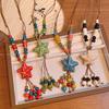 New Chinese Color Ceramic Beaded Star Necklace Female Bohemian Retro Ethnic Style Long Sweater Chain Accessories