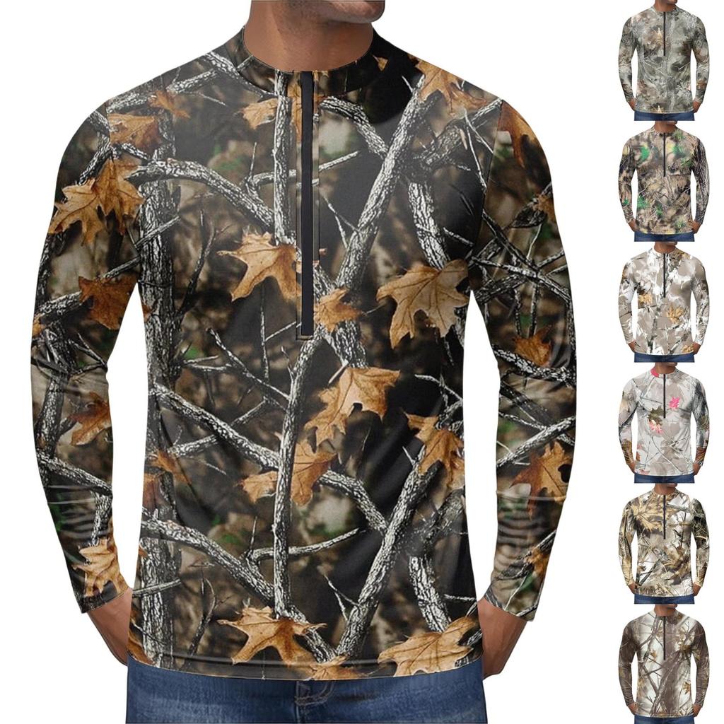 Herren Langarm Fahrradtrikot Atmungsaktiv Schnelltrocknend Halber Reißverschluss Pullover Leichtes Outdoor Sport Oberteil mit Rundhalsausschnitt und Aufdruck