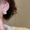 14k Gold Plated Silver Needle Zircon & Imitation Pearl Flower Stud Earrings - French Retro High-End Earrings for Women