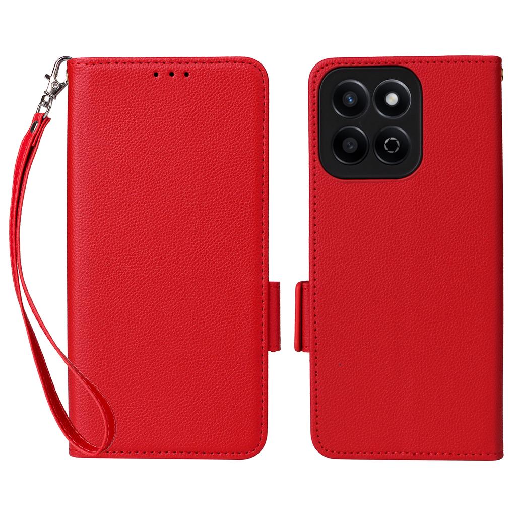For Honor X7c 5G/X7c 4G/200 Smart 5G/Play 60 Plus 5G/Play 9T Case with Wrist Strap Litchi Texture PU Leather Wallet Phone Cover