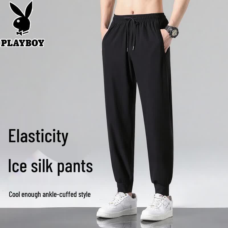 Playboy Men's Summer Ice Silk Casual Sports Pants