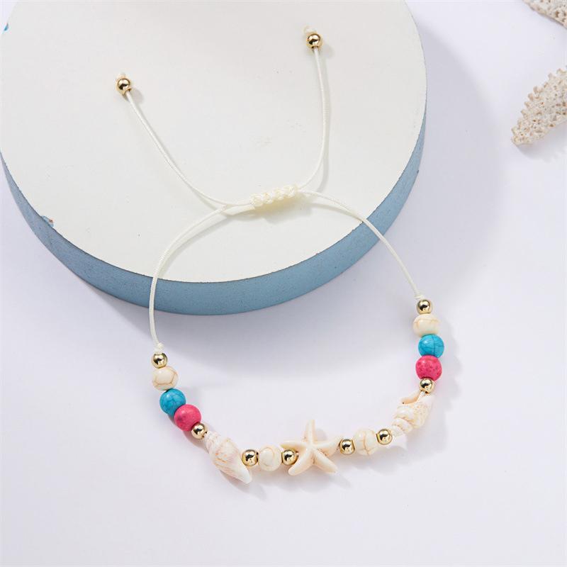 Pulsera Boho de Conchas de Mar Estrella de Mar Para Mujeres Niñas Amuleto de Tortuga Cuerda Tejida Hecha a Mano Cuentas Joyería de Verano Regalos de Playa