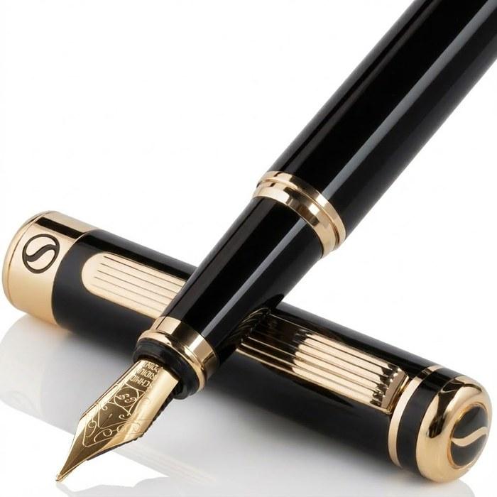 Scriveiner Black Lacquer Fountain Pen – Premium (Black) – 24K Gold Finish – Schmidt – 1 Count