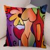 Abstract Painting Cushion Cover Decoration Nordic Style Colorful Cartoon Girl Pillowcase Sofa Home
