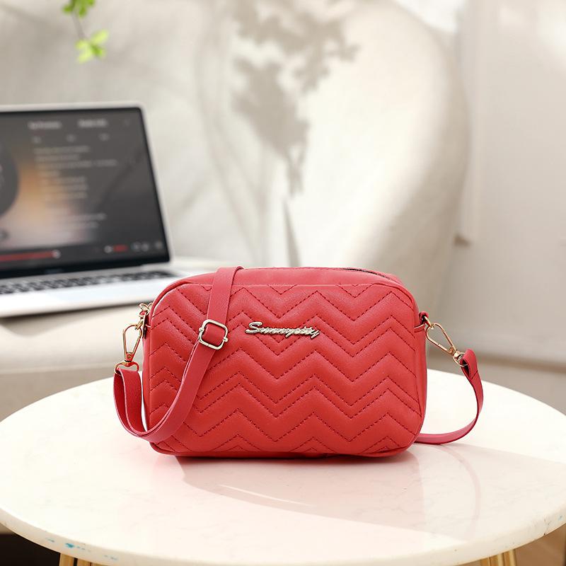 Trend small bag New fashion wave embroidered women's bag Casual small square bag One shoulder messenger bag Mobile phone bag
