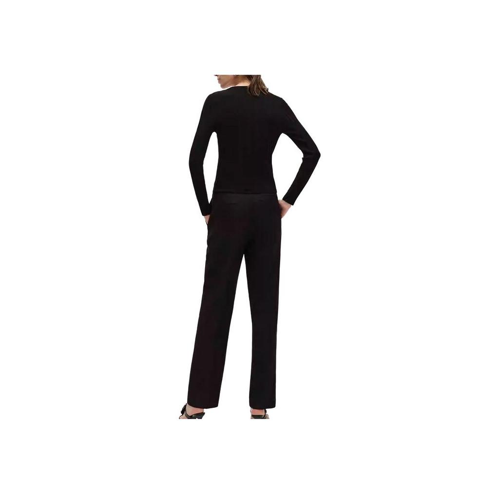 Karl Lagerfeld Casual Outing Party Lightweight Solid Color Long Sleeve Short Sweater Women Sweater Black 241L2004