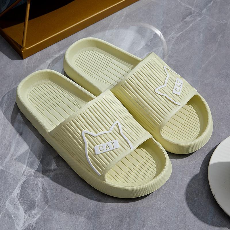 Summer Women Men's Slippers Indoor Bath Thick Platform Non-Slip Home Easter Cartoon Flip Flops Cat Beach Sandals Ladies Shoes