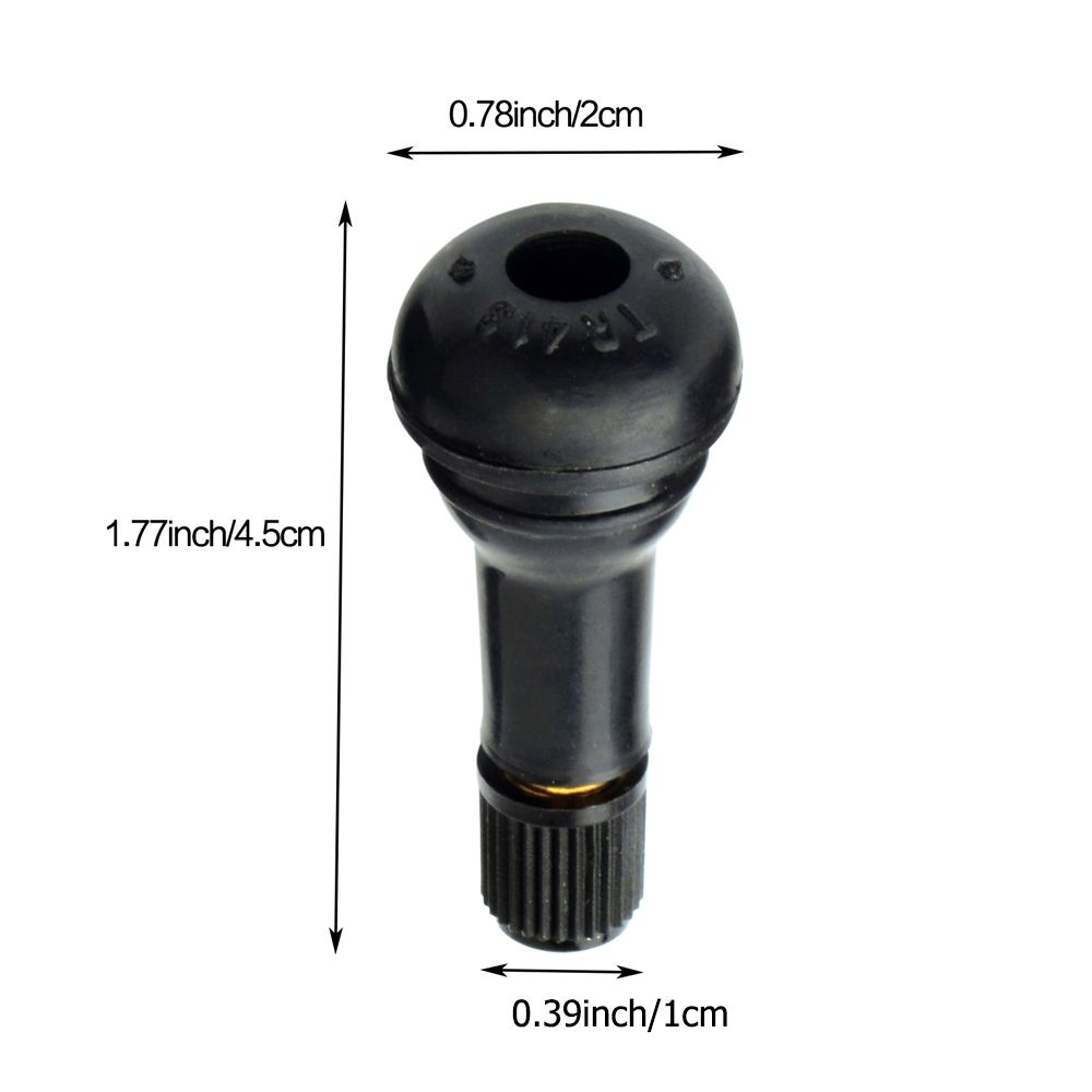 4 stk svart Snap-In Tubeless TR413 messinghette dekkventilstamme bildekk
