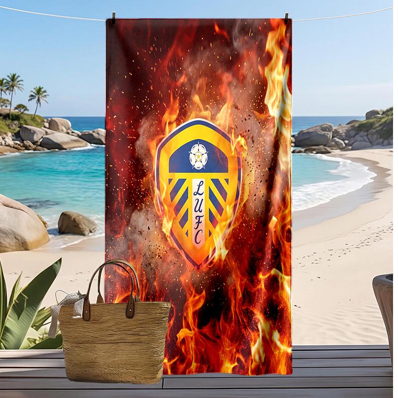 Leeds United Fußball-Druck Strandtuch, Großes Weiches Schnelltrocknendes Handtuch für Strand Camping Schwimmen