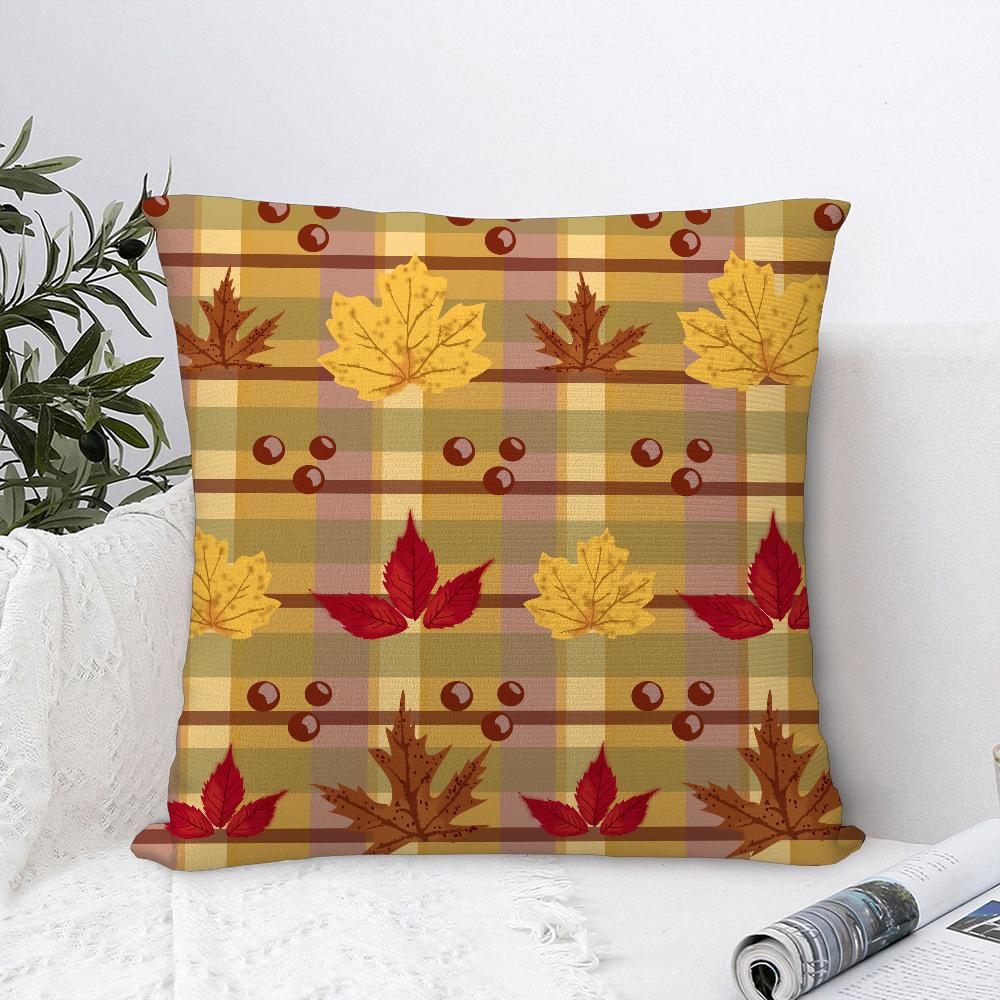 Fall Maple Leaf Print Pillow Case Sofa Decorative Home Double-sided Print Plush Square Throw Pillow Covers Cushion Decor Cover