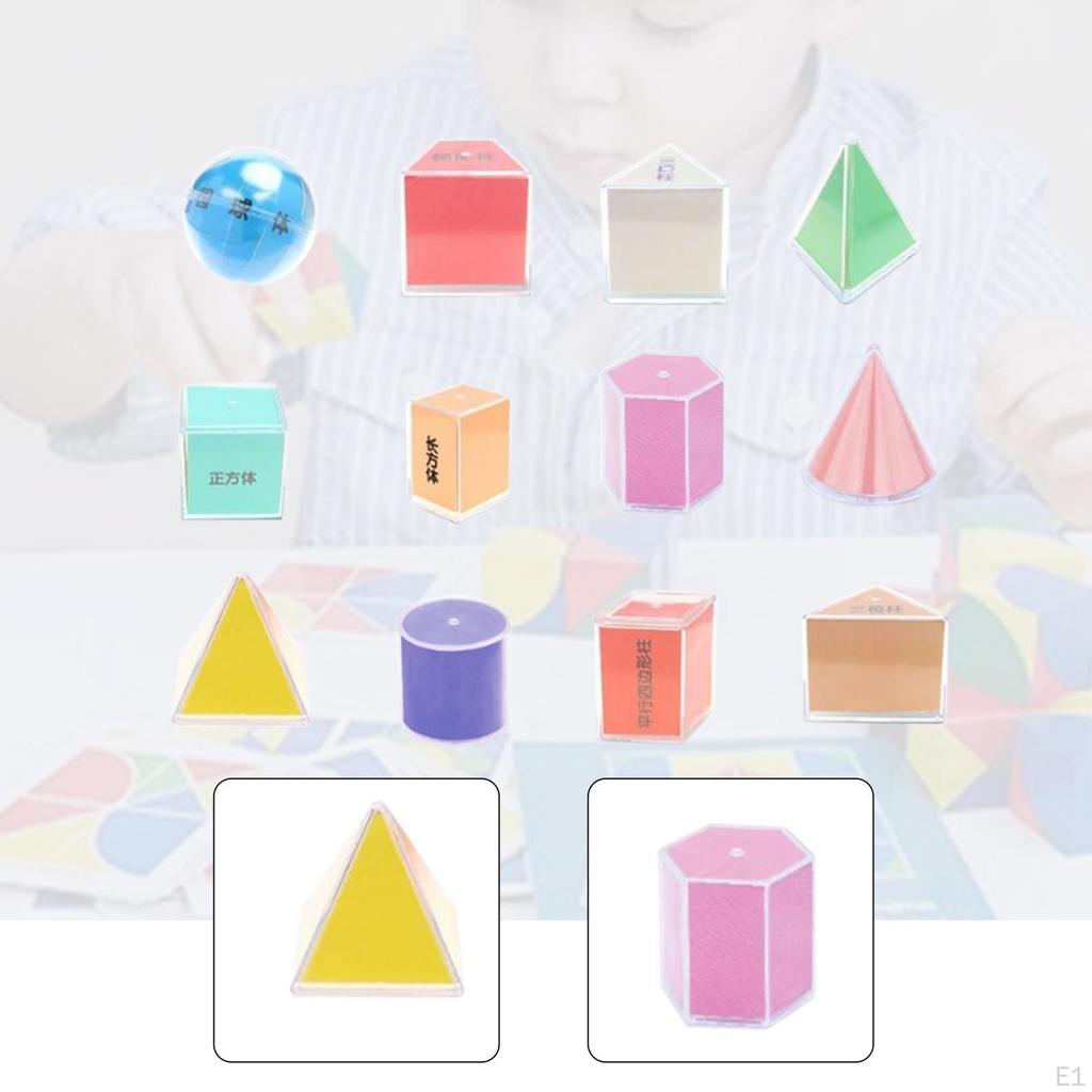 12 Pieces Geometric Shapes Solids Ages 7+ Shape Puzzles Brain Teaser Toys Building Blocks