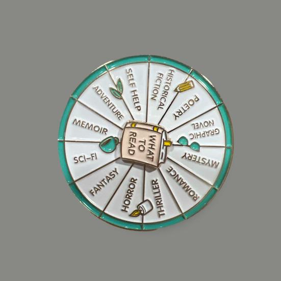 What To Read Wheel Brooch Pin Rotatable Spinning Wheel Enamel Lapel Pin Aesthetic Arts Badge Gift for Kids Teens Women And Men