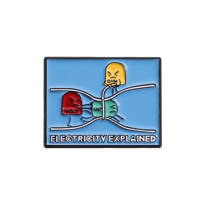 

Cartoon Stylish Electrolytic Molecular Animation Badge Quirky Chemistry Item Fashion