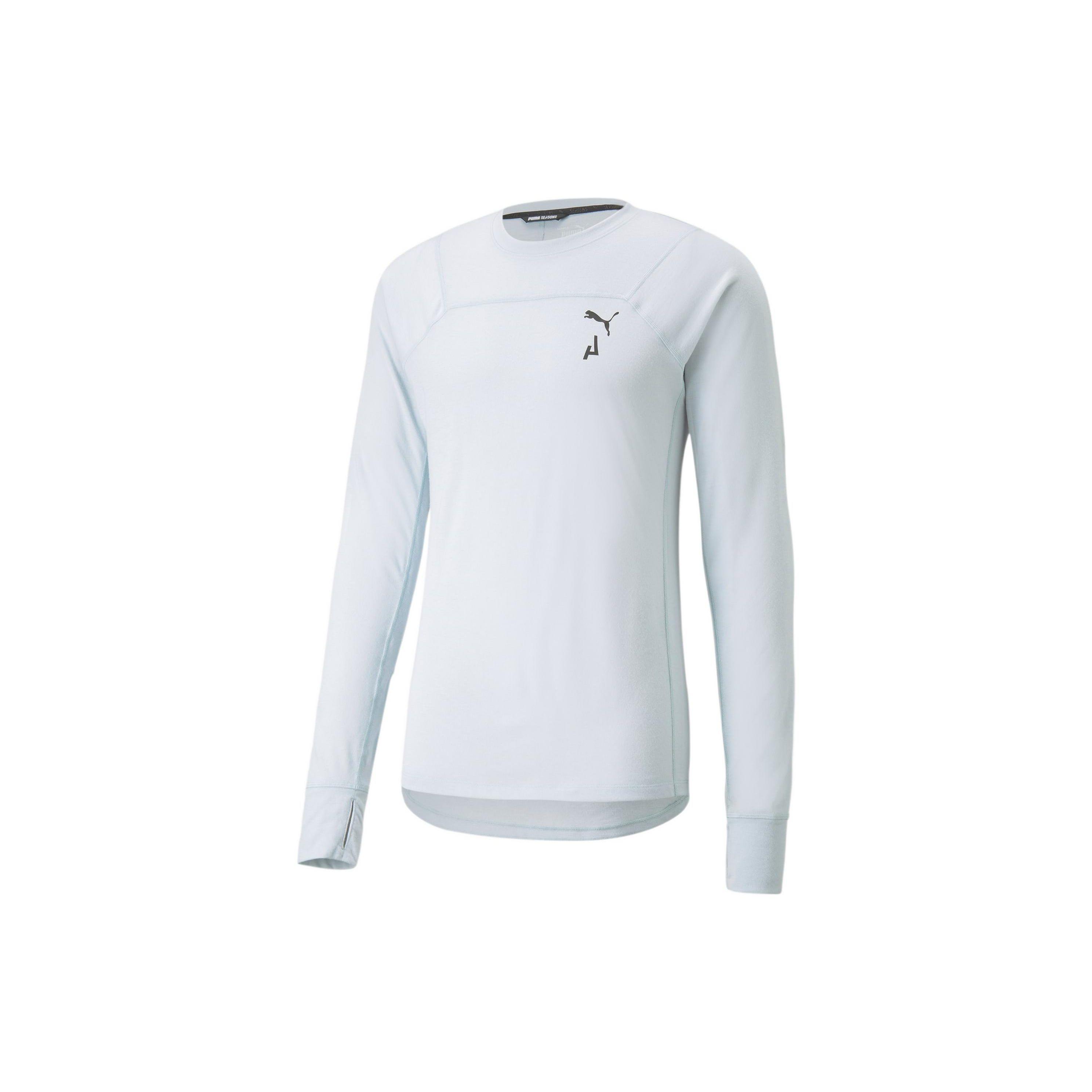 

Puma Однотонная футболка с логотипом, круглым вырезом и длинным рукавом, мужской топ, белый 522567-80 M